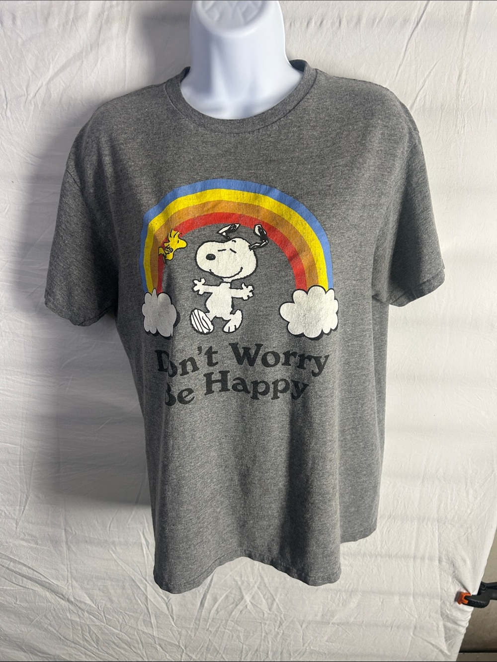 Peanuts Grey Tee with Rainbow Snoopy Graphic